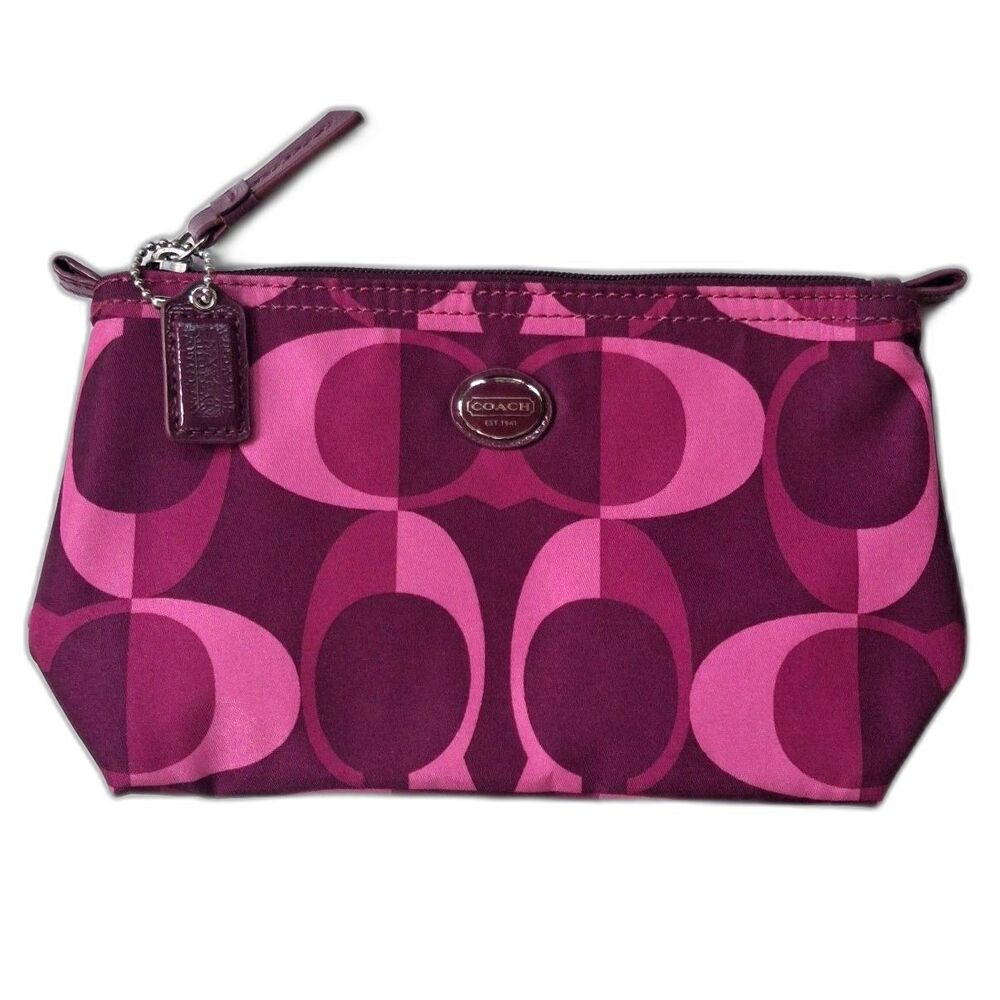 COACH Peyton Dream Cosmetic Bag Pouch Purple Pink Signature C Geometric NWOT '13